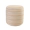Laddha Home Designs 20" Peach and White Striped Round Outdoor Patio Pouf Ottoman